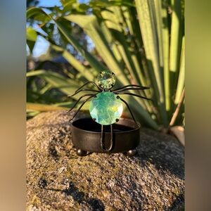 Green Crystal Spider Tea Light Holder